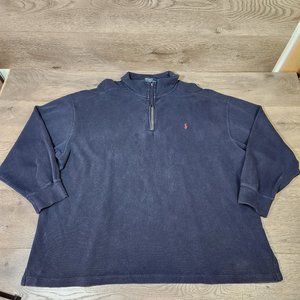 Polo Ralph Lauren 1/4 Zip Pullover Navy Blue Sweater Cotton Mens 3XL 3XB Big
